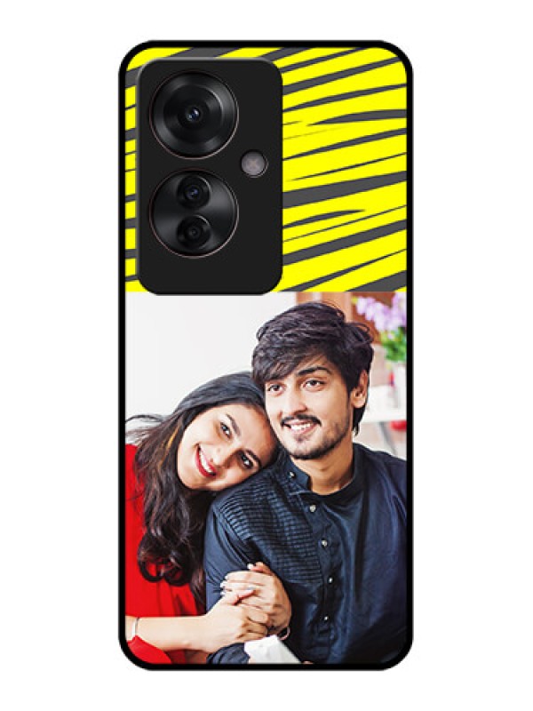 Custom Oppo F25 Pro 5G Custom Glass Phone Case - Yellow Abstract Design