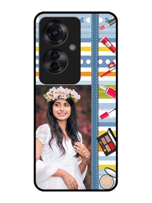 Custom Oppo F25 Pro 5G Custom Glass Phone Case - Makeup Icons Design