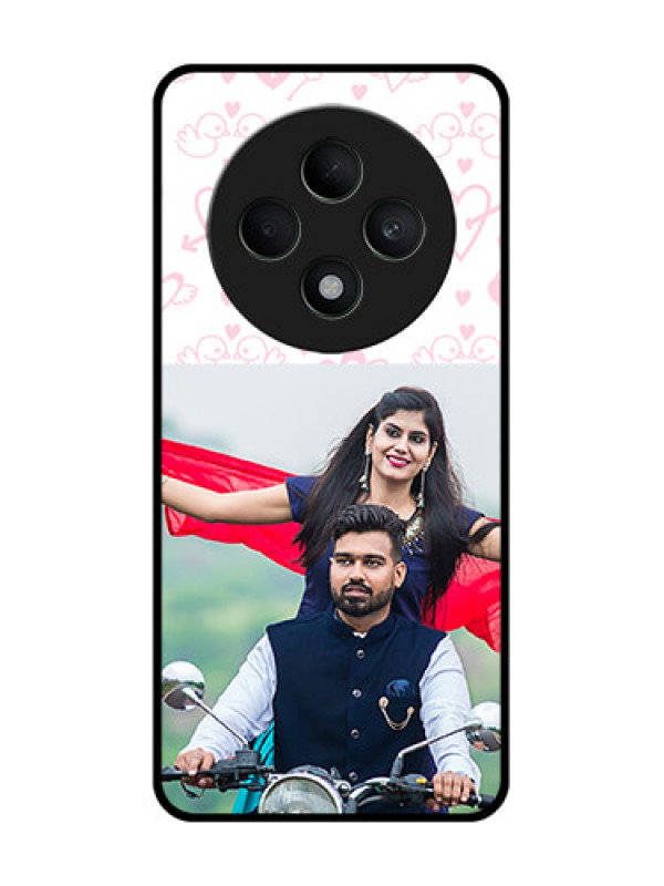 Custom Oppo F27 5G Custom Glass Phone CasePink Flying Heart Design