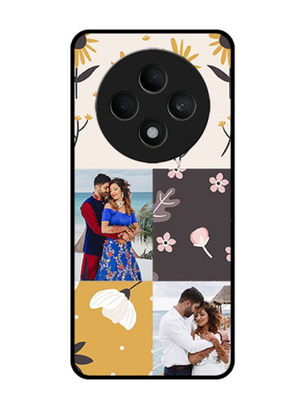 Custom Oppo F27 5G Custom Glass Phone Case3 Images With Floral Design