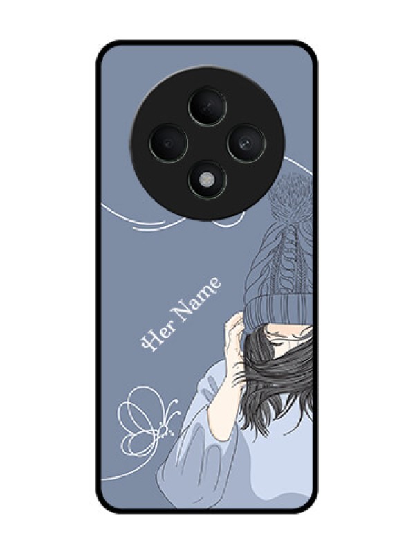 Custom Oppo F27 5G Custom Glass Phone CaseGirl In Winter Outfit Design