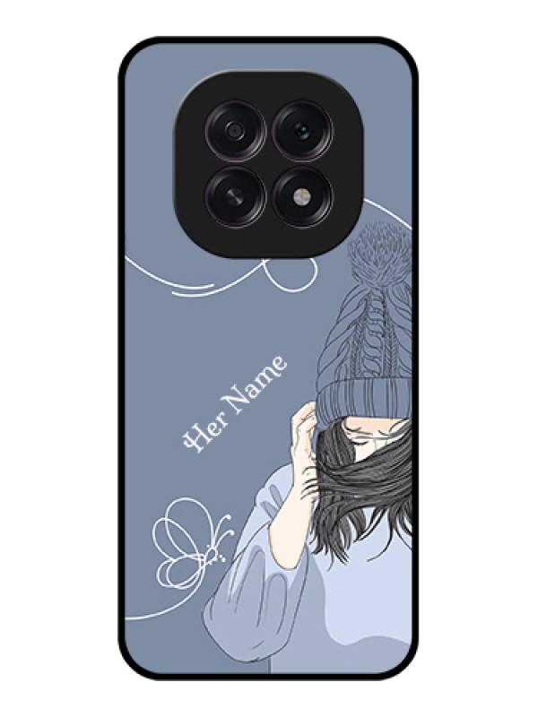 Custom Oppo F29 5G Custom Glass Phone Case - Girl In Winter Outfit Design
