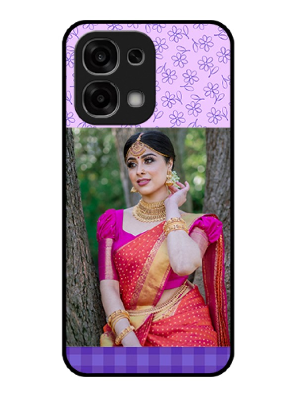 Custom Oppo F33 5G Custom Glass Phone Case - Purple Floral Design
