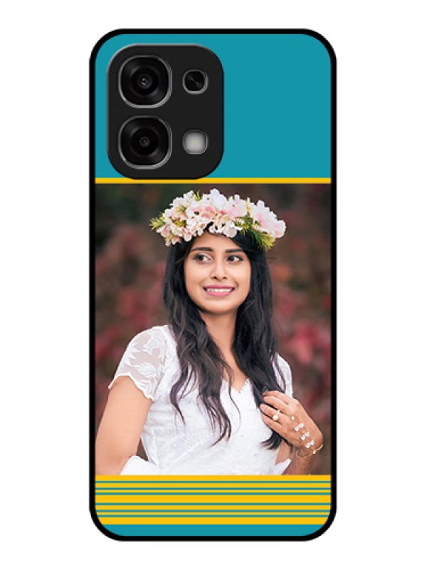 Custom Oppo F33 5G Custom Glass Phone Case - Yellow & Blue Design
