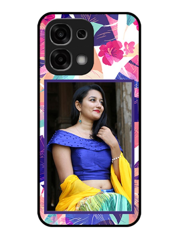 Custom Oppo F33 5G Custom Glass Phone Case - Abstract Floral Design
