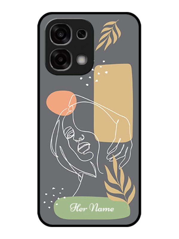 Custom Oppo F33 5G Custom Glass Phone Case - Gazing Woman Line Art Design