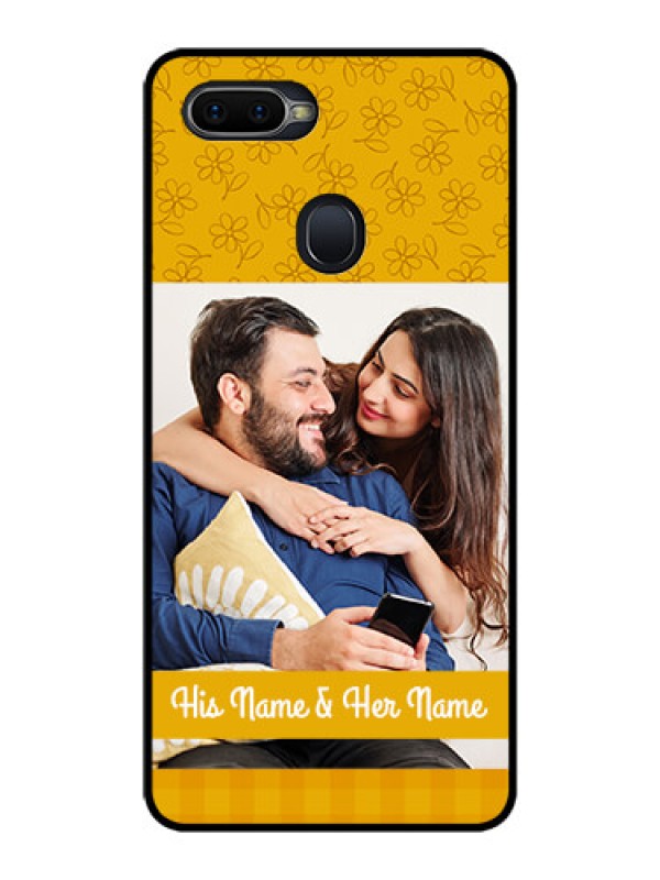 Custom Oppo F9 Pro Custom Glass Mobile Case  - Yellow Floral Design