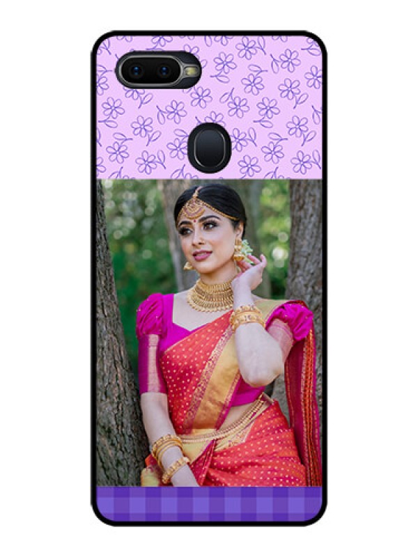 Custom Oppo F9 Pro Custom Glass Phone Case  - Purple Floral Design