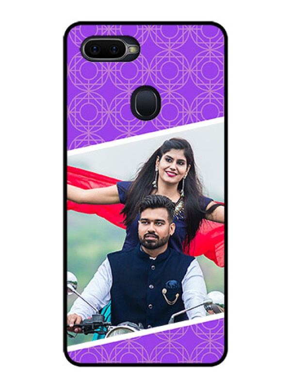 Custom Oppo F9 Pro Custom Glass Phone Case  - Violet Pattern Design