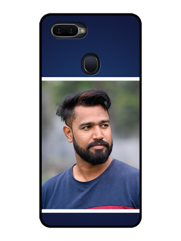Custom Oppo F9 Pro Personalized Glass Phone Case  - Simple Royal Blue Design