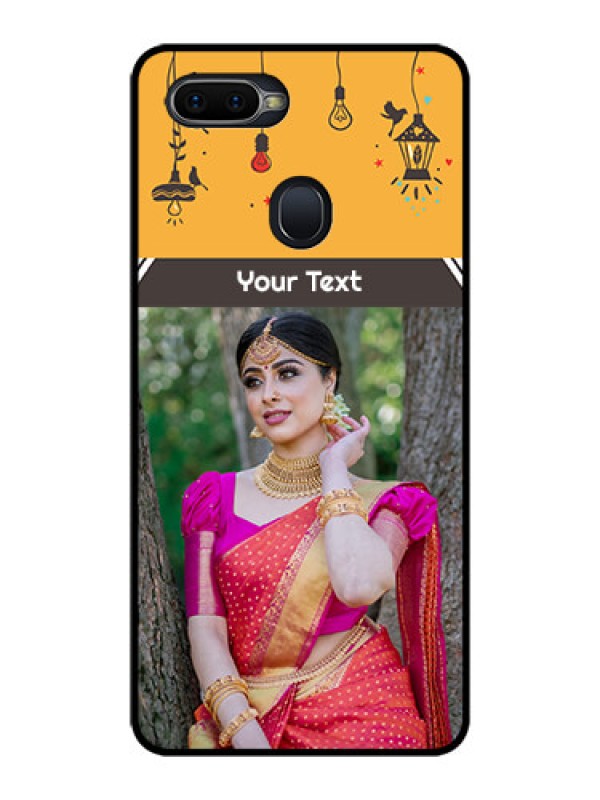 Custom Oppo F9 Pro Custom Glass Mobile Case  - with Family Picture and Icons 