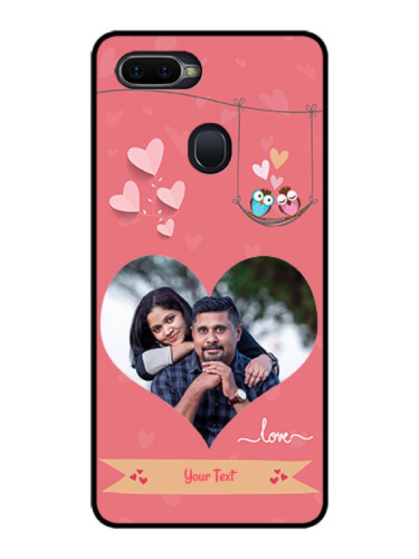 Custom Oppo F9 Pro Personalized Glass Phone Case  - Peach Color Love Design 