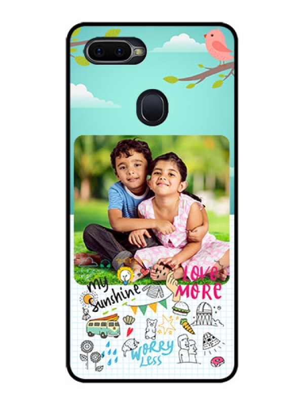Custom Oppo F9 Pro Photo Printing on Glass Case  - Doodle love Design