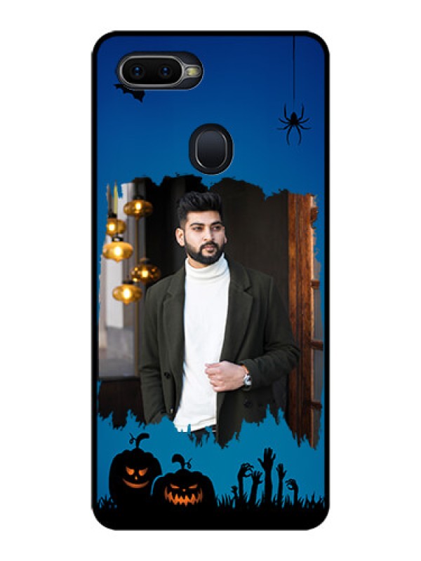 Custom Oppo F9 Pro Photo Printing on Glass Case  - with pro Halloween design 