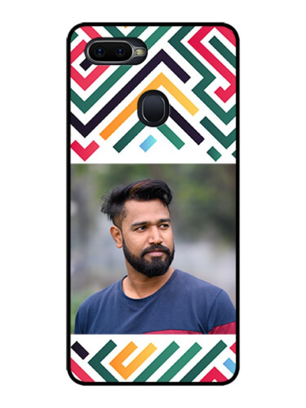 Custom Oppo F9 Pro Personalized Glass Phone Case - Colorful Maze Pattern Design