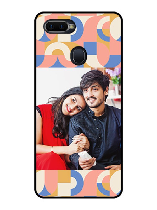 Custom Oppo F9 Pro Photo Printing on Glass Case - Semi-circle Maze Pattern Design