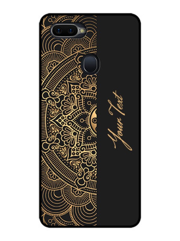 Custom Oppo F9 Pro Photo Printing on Glass Case - Mandala art with custom text Design