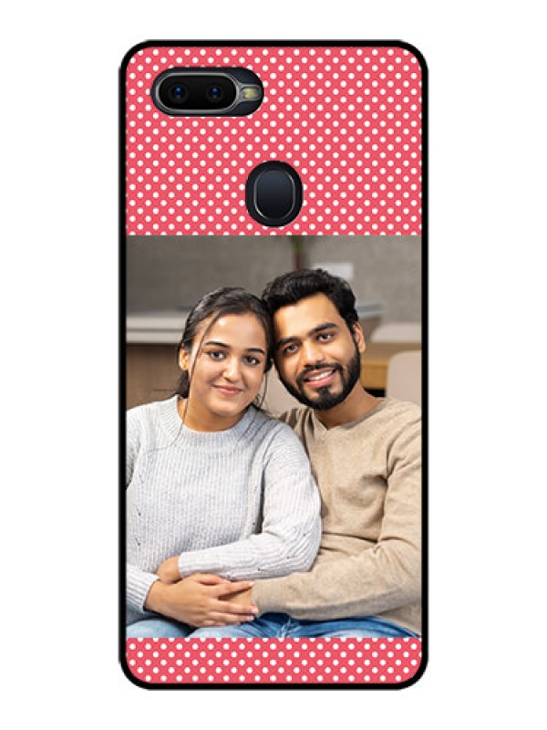 Custom Oppo F9 Custom Glass Phone Case  - White Dotted Design