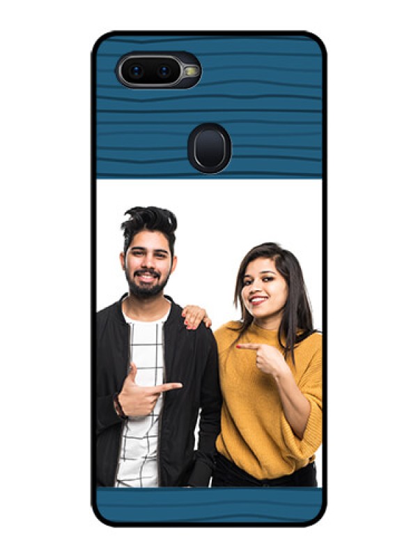 Custom Oppo F9 Custom Glass Phone Case  - Blue Pattern Cover Design