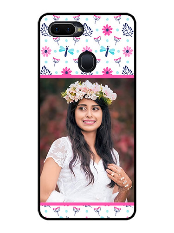 Custom Oppo F9 Photo Printing on Glass Case  - Colorful Flower Design