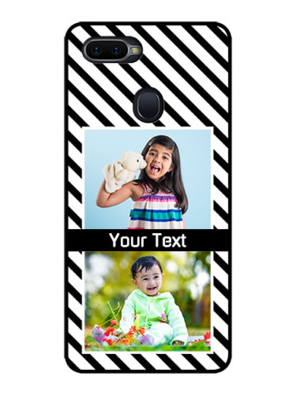 Custom Oppo F9 Photo Printing on Glass Case  - Black And White Stripes Design