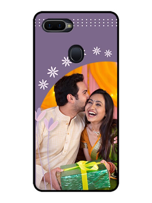 Custom Oppo F9 Custom Glass Mobile Case  - Lavender flowers design 