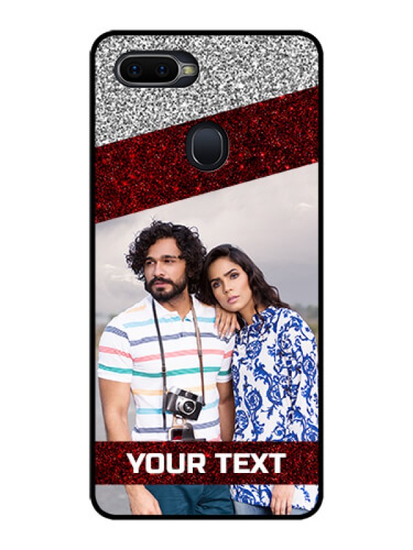 Custom Oppo F9 Personalized Glass Phone Case  - Image Holder with Glitter Strip Design