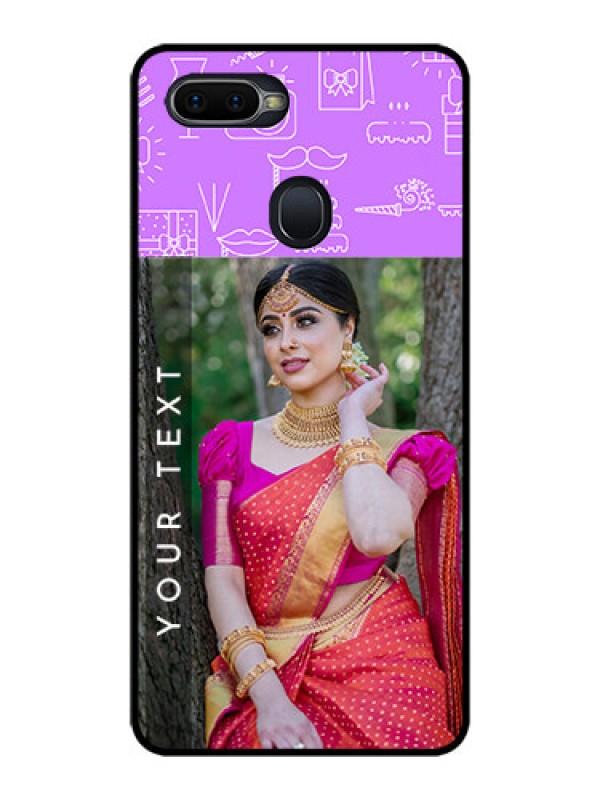 Custom Oppo F9 Custom Glass Mobile Case  - Birthday Icons Design
