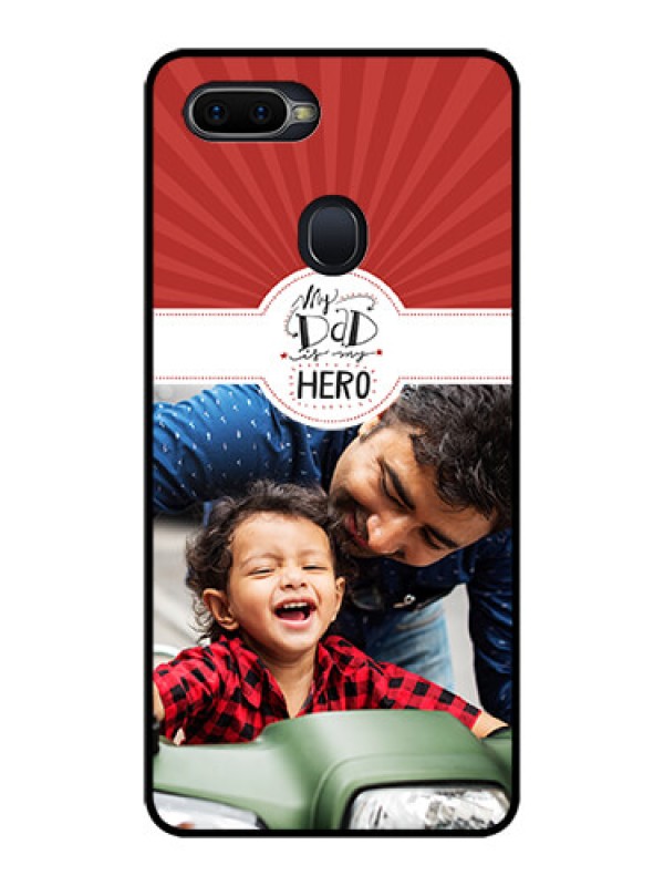 Custom Oppo F9 Photo Printing on Glass Case  - My Dad Hero Design