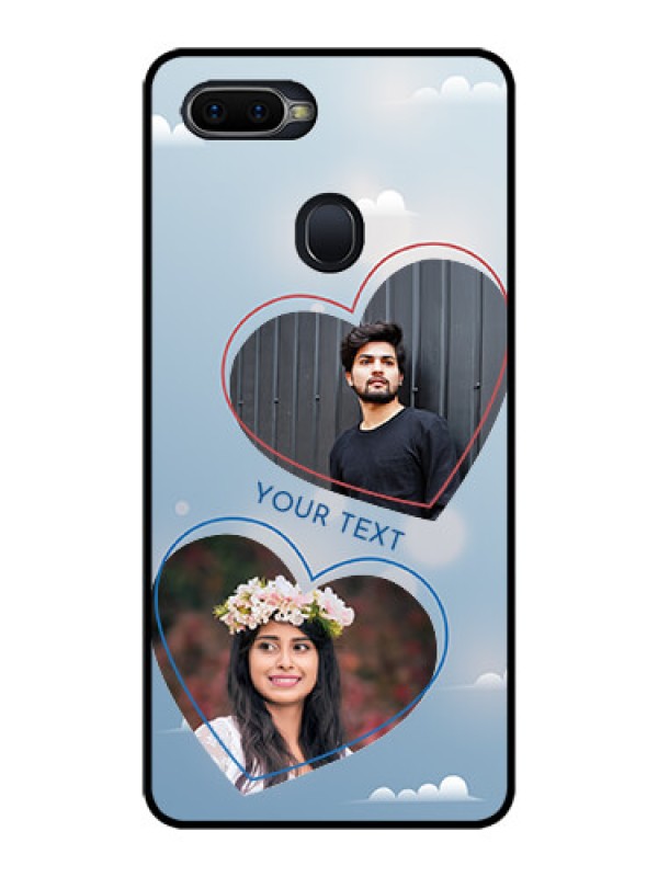 Custom Oppo F9 Custom Glass Mobile Case  - Blue Color Couple Design 