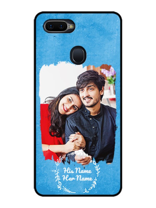 Custom Oppo F9 Custom Glass Phone Case - Blue Color Vintage Design