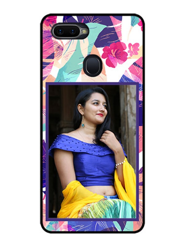 Custom Oppo F9 Custom Glass Mobile Case  - Abstract Floral Design