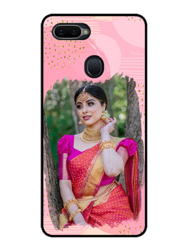 Custom Oppo F9 Personalized Glass Phone Case  - Gold Glitter Splash Design