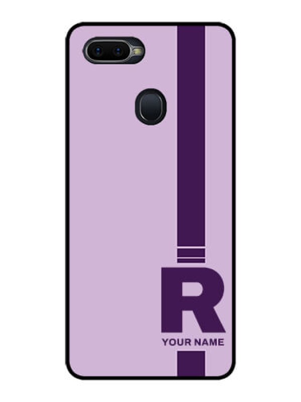 Custom Oppo F9 Photo Printing on Glass Case - Simple dual tone stripe with name Design