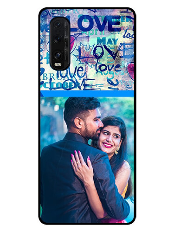 Custom Oppo Find X2 Custom Glass Mobile Case  - Colorful Love Design