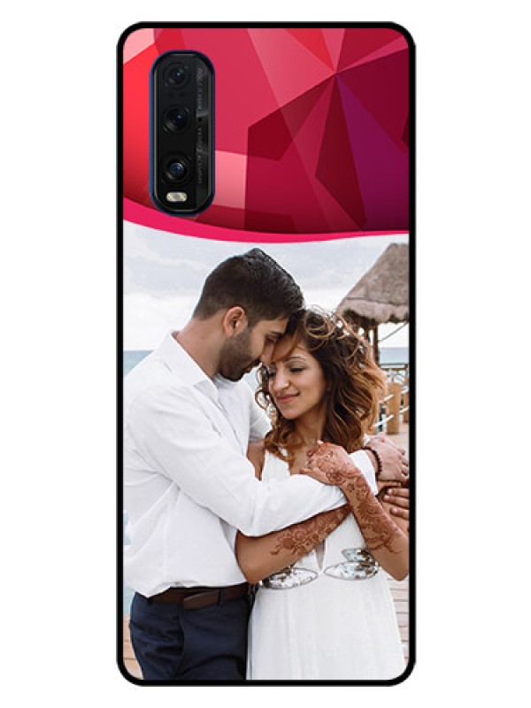 Custom Oppo Find X2 Custom Glass Mobile Case  - Red Abstract Design