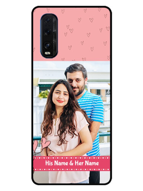 Custom Oppo Find X2 Personalized Glass Phone Case  - Love Design Peach Color