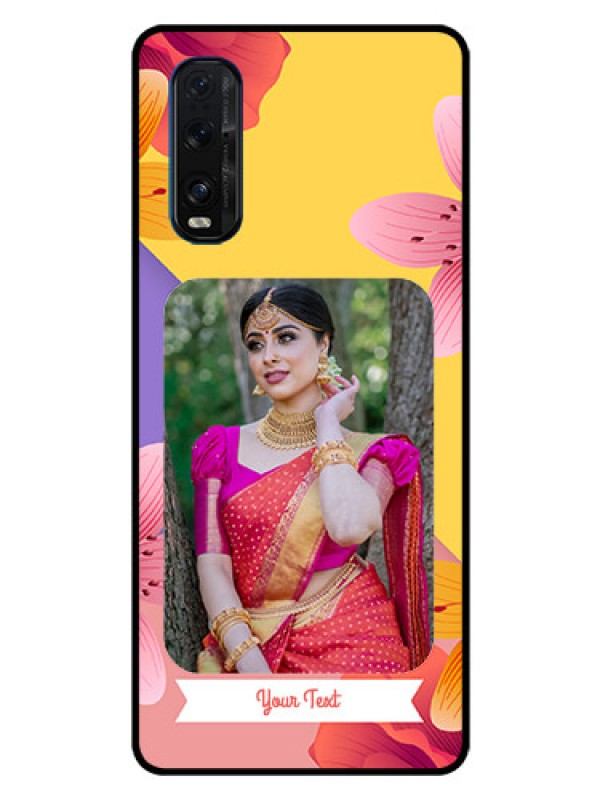 Custom Oppo Find X2 Custom Glass Mobile Case  - 3 Image With Vintage Floral Design