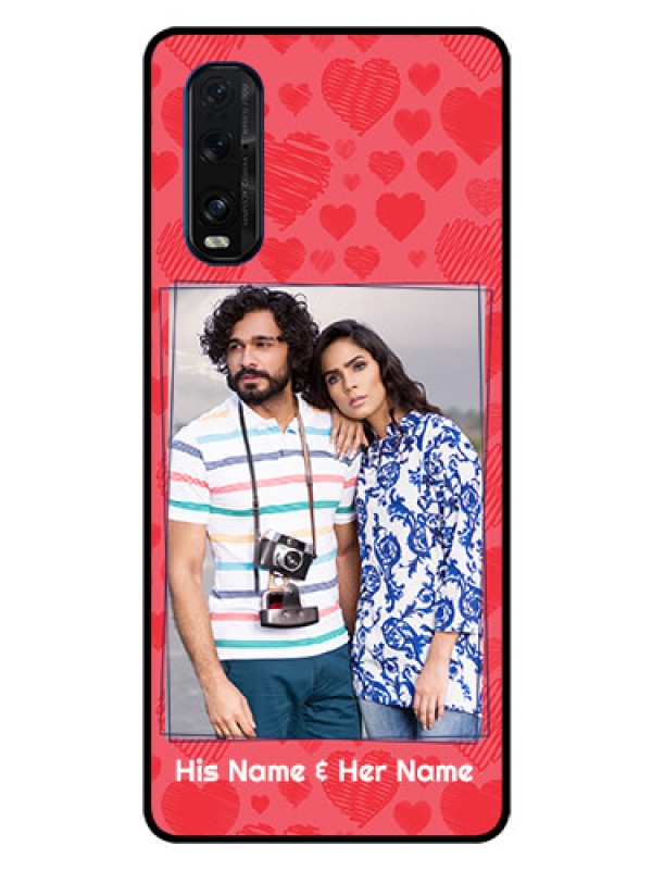 Custom Oppo Find X2 Photo Printing on Glass Case  - with Red Heart Symbols Design