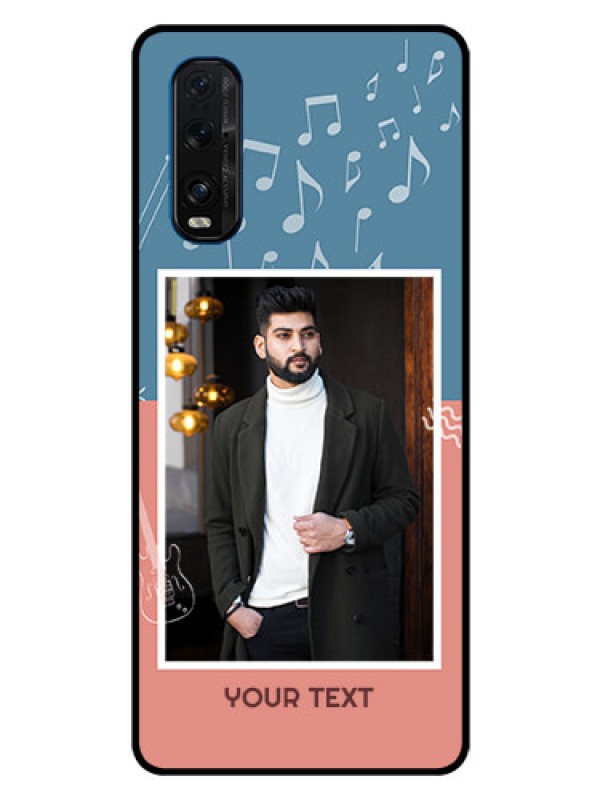 Custom Oppo Find X2 Photo Printing on Glass Case  - with Color Musical Note Design