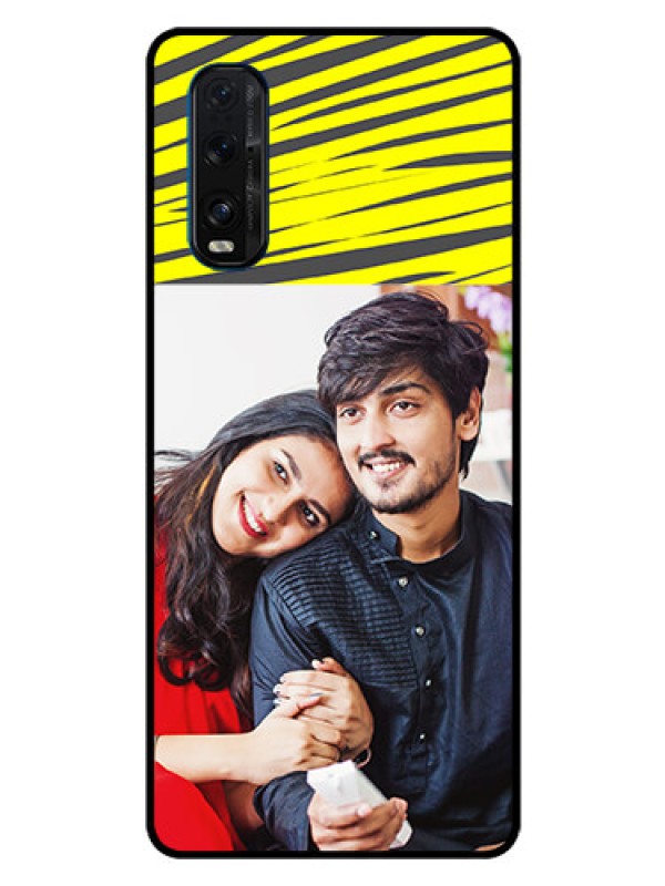 Custom Oppo Find X2 Photo Printing on Glass Case  - Yellow Abstract Design