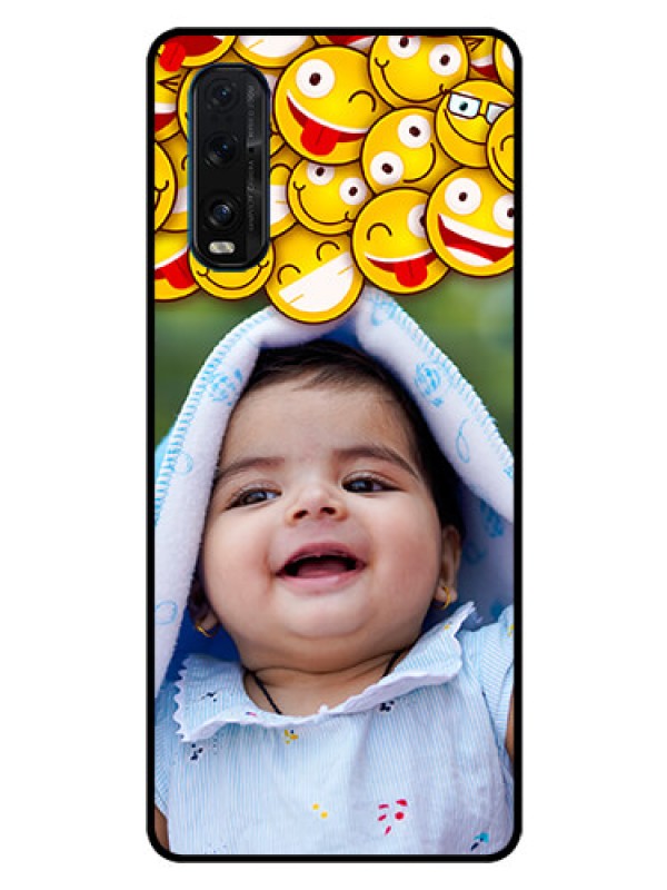 Custom Oppo Find X2 Custom Glass Mobile Case  - with Smiley Emoji Design