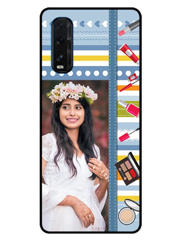 Custom Oppo Find X2 Personalized Glass Phone Case  - Makeup Icons Design