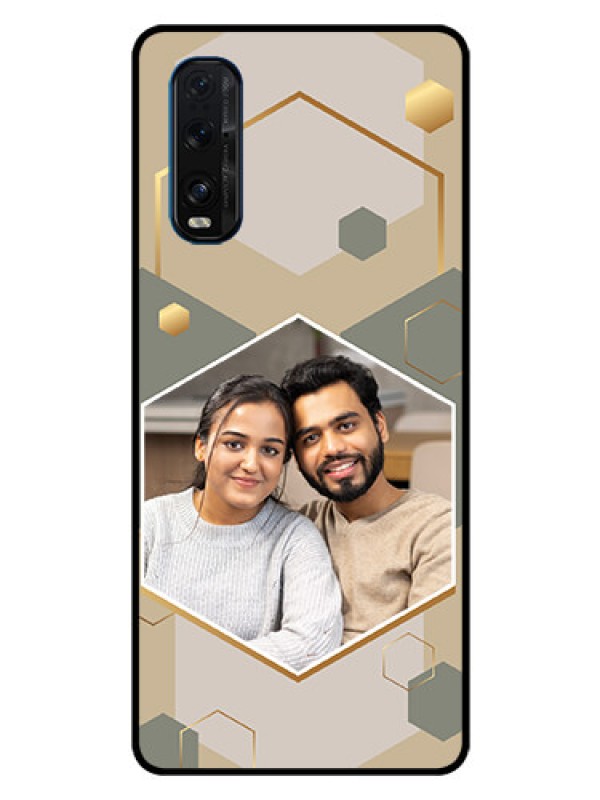 Custom Oppo Find X2 Photo Printing on Glass Case - Stylish Hexagon Pattern Design