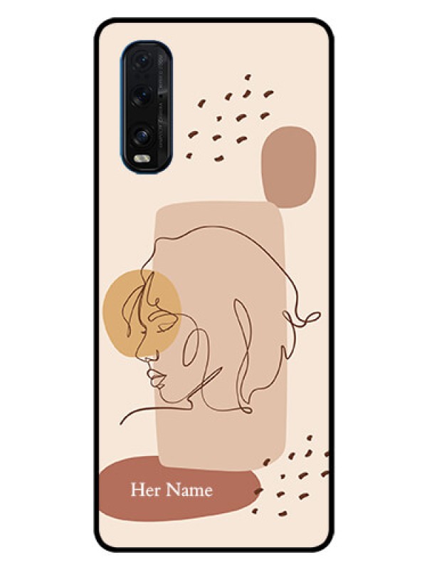 Custom Oppo Find X2 Photo Printing on Glass Case - Calm Woman line art Design