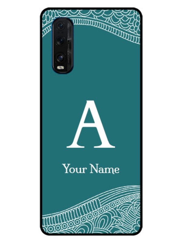 Custom Oppo Find X2 Personalized Glass Phone Case - line art pattern with custom name Design