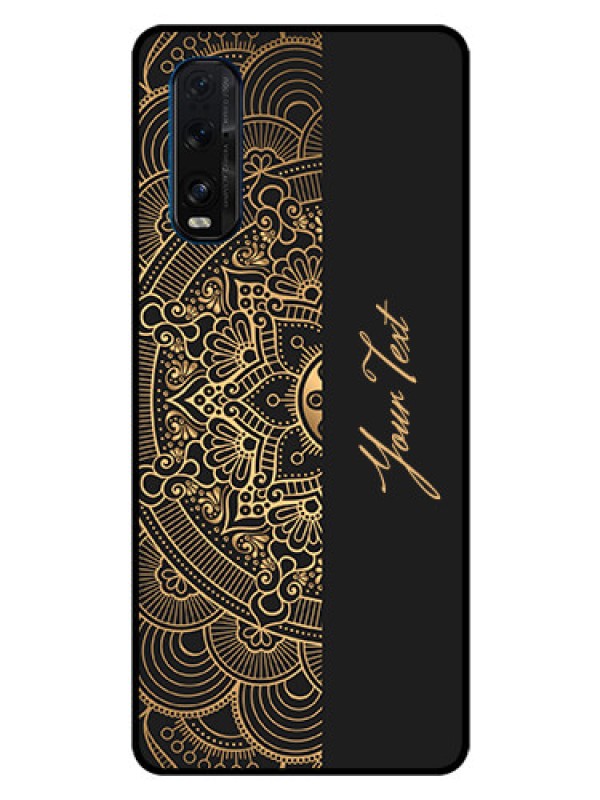 Custom Oppo Find X2 Photo Printing on Glass Case - Mandala art with custom text Design