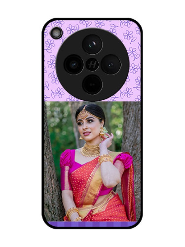 Custom Find X8 5G Custom Glass Phone Case - Purple Floral Design