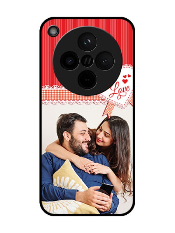 Custom Find X8 5G Custom Glass Phone Case - Red Love Pattern Design