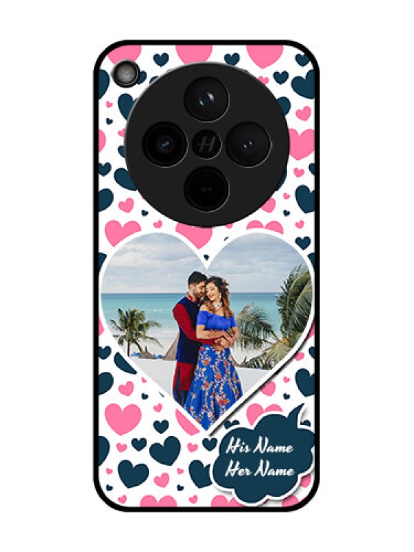 Custom Find X8 5G Custom Glass Phone Case - Pink and Blue Heart Design